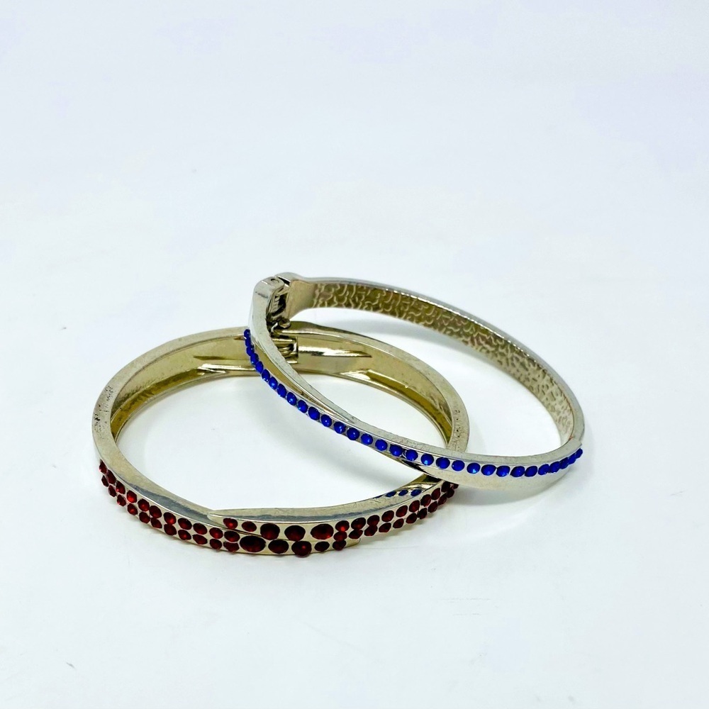 Elegant Blue and Red Bangle Bracelet Set